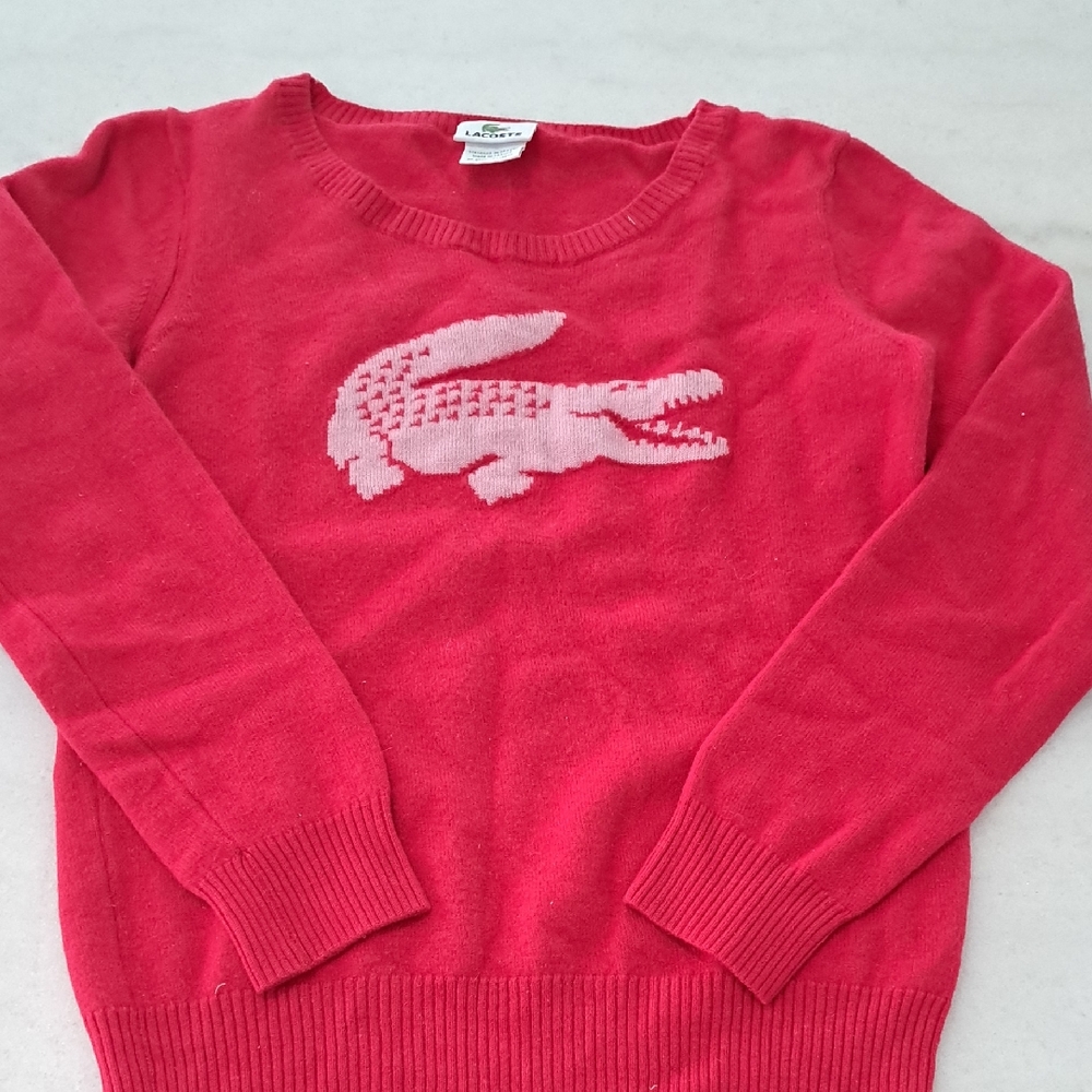 Lacoste Vintage Made In France Vibrant Pink  Pullover with Iconic Logo